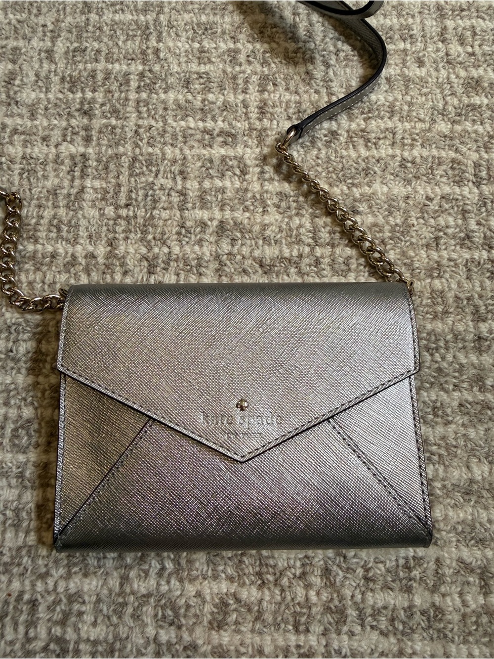 kate spade Metallic Silver Envelope Crossbody